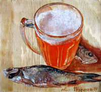 Рыбка к пиву 2, дерево, масло. 23 х 25 см.,(из серии)