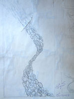 Эскиз к картине "Устремляющиеся", бумага, карандаш, 42 х 29 см.