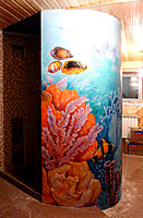 Роспись с рельефом "Морские глубины".