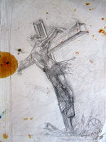 Эскиз к картине "Щадящий крест", бумага карандаш, 42 х2 9 см.