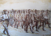 Данность войны 2 (из серии), бумага, карандаш, акварель, коричневая тушь, перо, 50 х 70 см.