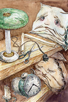 Диванная подушка,  акварель
Иллюстрация выполнена для книги "Сказки для детей и взрослых",
      Челябинского писателя Сабирьяновой Светланы