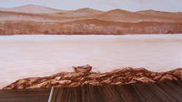 Роспись на кухне "Вид на озеро Кисегач". Фрагмент.
Частный интерьер.