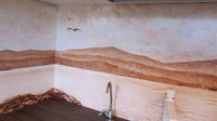 Роспись на кухне "Вид на озеро Кисегач", фрагмент.
Частный интерьер.