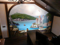 Роспись в кабинете "Вид из башни замка на залив".
Частный интерьер.