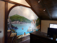 Роспись в кабинете "Вид из башни замка на залив".
Частный интерьер.
