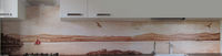 Роспись на кухне "Вид на озеро Кисегач", развертка.
Частный интерьер.